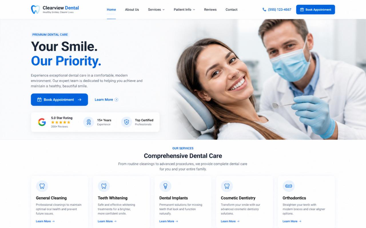 Clearview Dental website preview