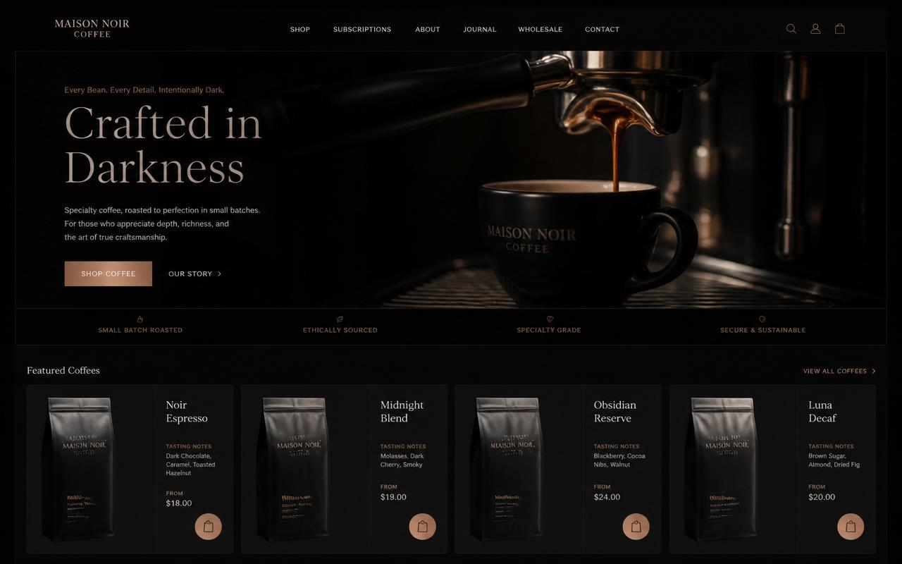 Maison Noir Coffee website preview