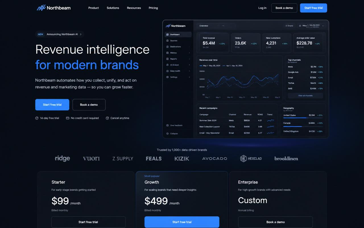 Northbeam SaaS website preview